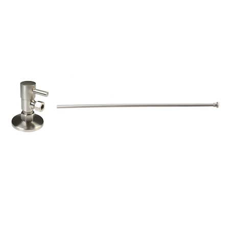 Westbrass Brass Toilet Kit 1/4-Turn Round Angle Stop 1/2" Copper x 3/8" Comp in Satin Nickel D105QRT-07